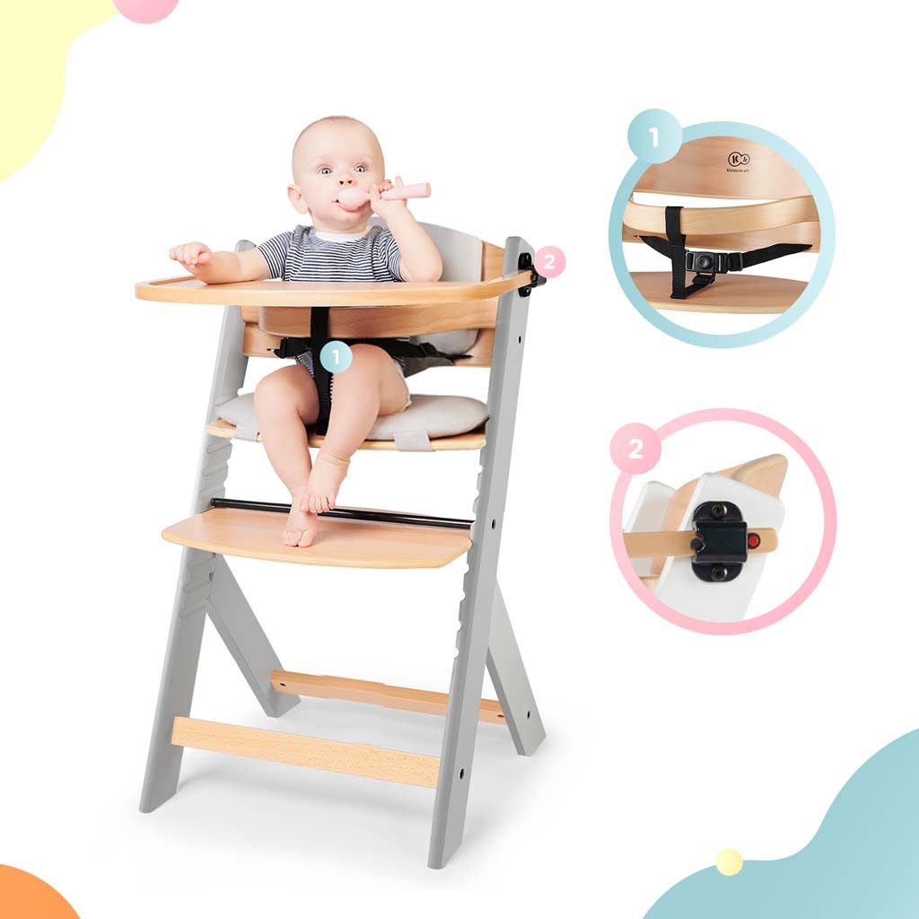 KINDERKRAFT Stolička jedálenská Enock s polstrovaním Grey wooden, Premium – Obrázok 15