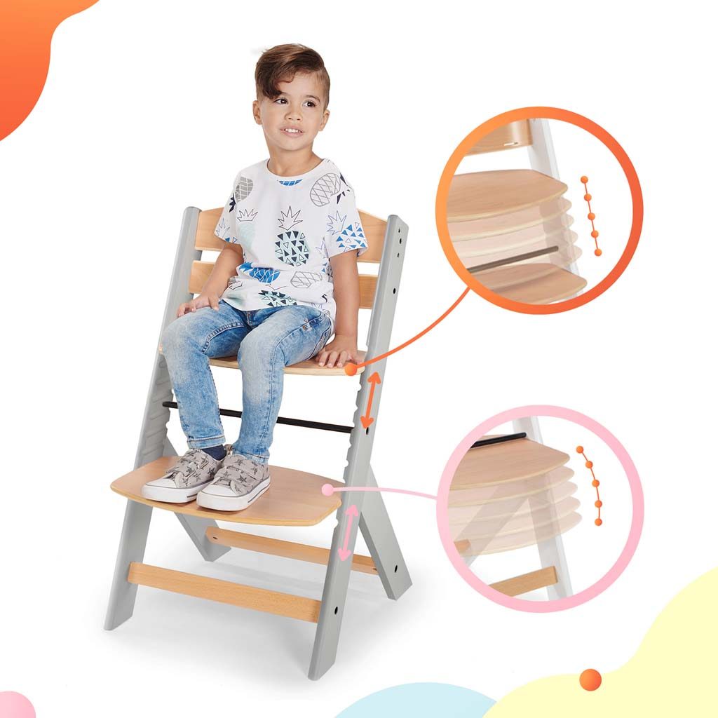 KINDERKRAFT Stolička jedálenská Enock s polstrovaním Grey wooden, Premium – Obrázok 17