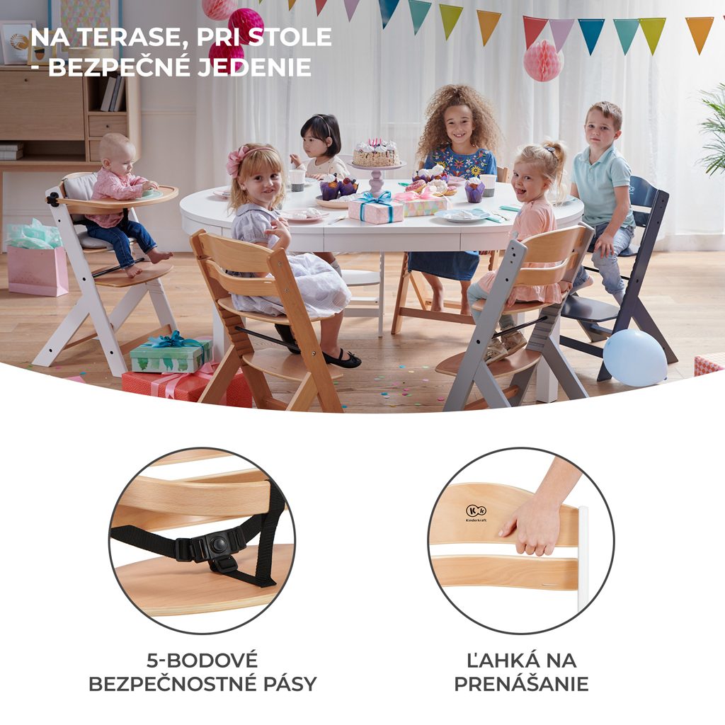 KINDERKRAFT Stolička jedálenská Enock White – Obrázok 12