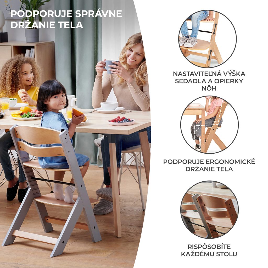 KINDERKRAFT Stolička jedálenská Enock White – Obrázok 6