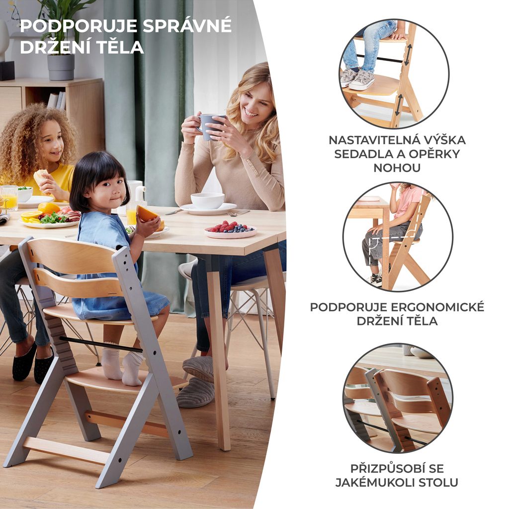 KINDERKRAFT Stolička jedálenská Enock White wooden, Premium – Obrázok 5