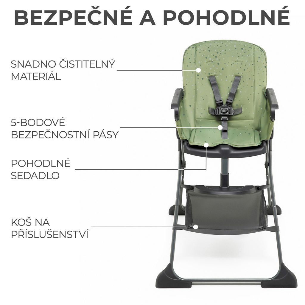 KINDERKRAFT Stolička jedálenská Foldee Green – Obrázok 7