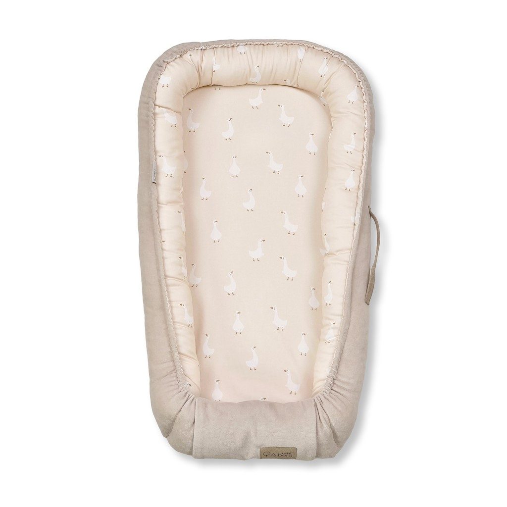 KLUPS Hniezdo pre bábätko Velvet Retro Gaja Goose beige 80x45cm – Obrázok 2