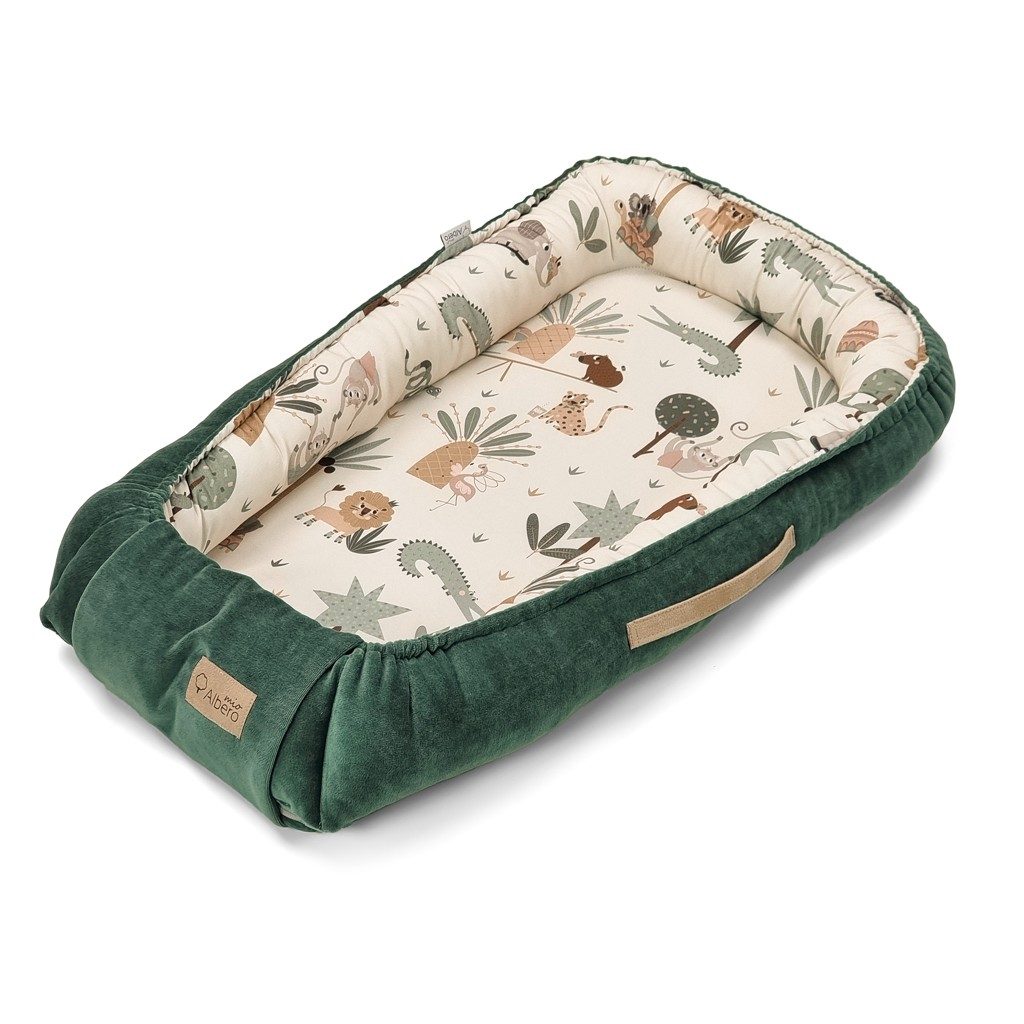 KLUPS Hniezdo pre bábätko Velvet RetroTropic fun green 80x45cm – Obrázok 3