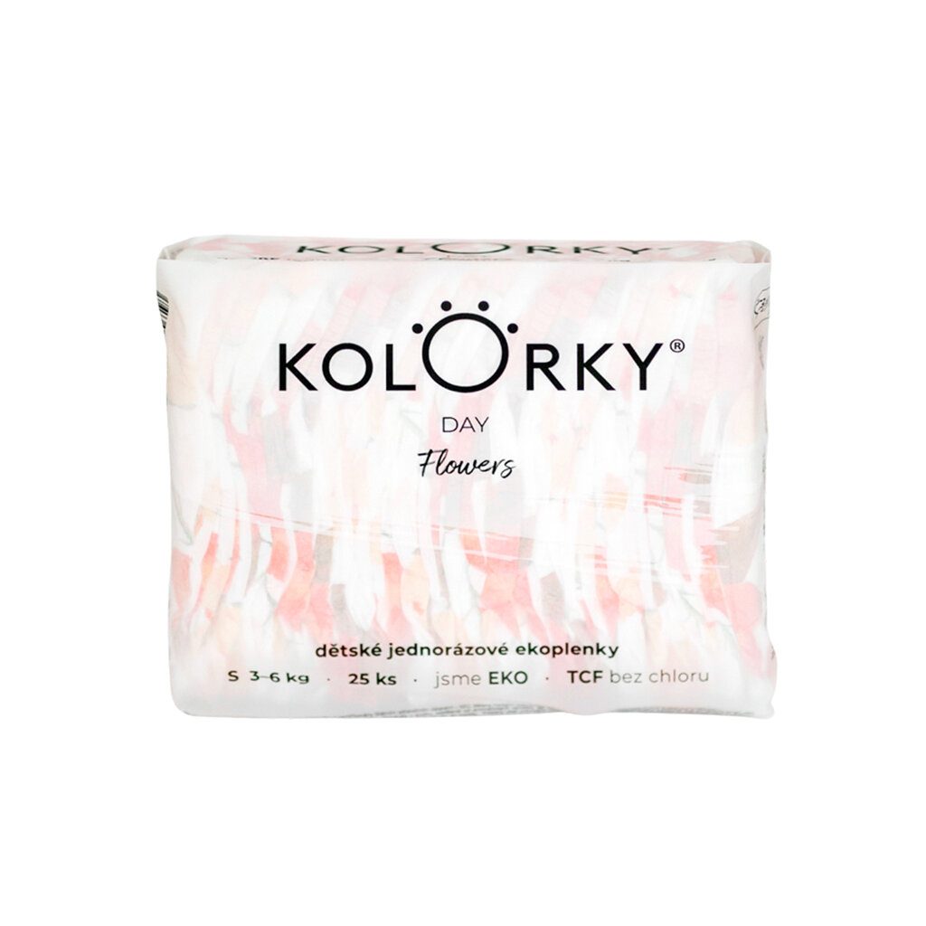 KOLORKY DAY Plienky jednorazové eko, kvety S (3-6 kg) 200 ks - MESAČNÁ ZÁSOBA – Obrázok 3