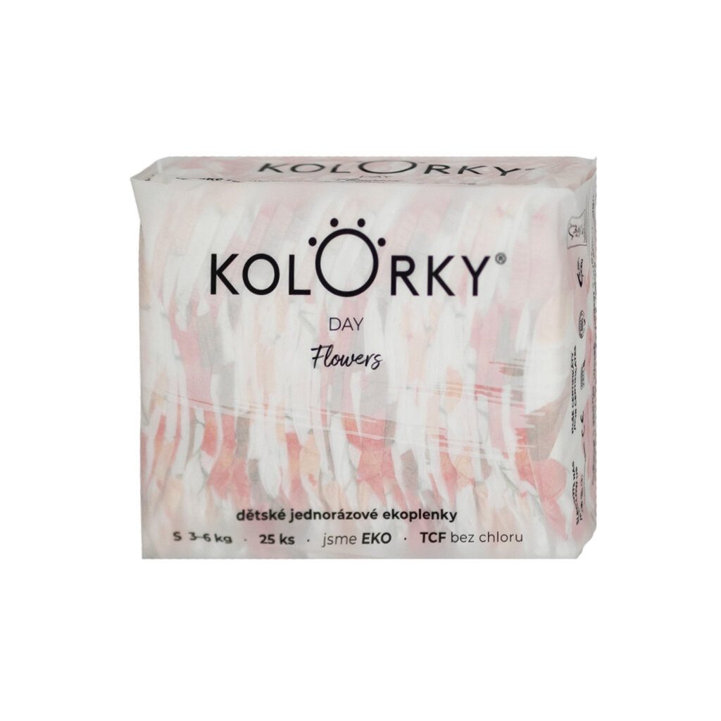 KOLORKY DAY Plienky jednorazové eko, kvety S (3-6 kg) 200 ks - MESAČNÁ ZÁSOBA – Obrázok 4