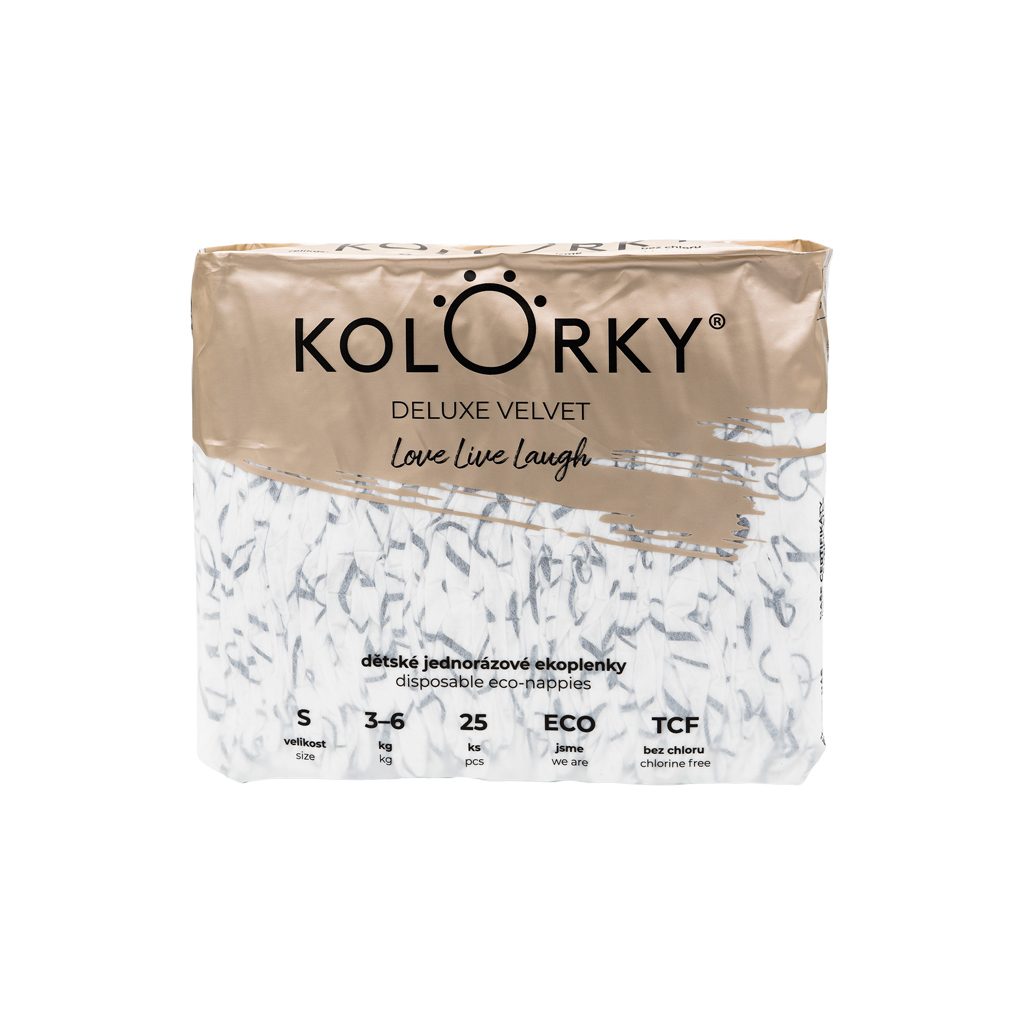 KOLORKY DELUXE VELVET Plienky jednorazové eko so zamatovým povrchom S (3-6 kg) 200 ks - MESAČNÁ ZÁSO – Obrázok 3