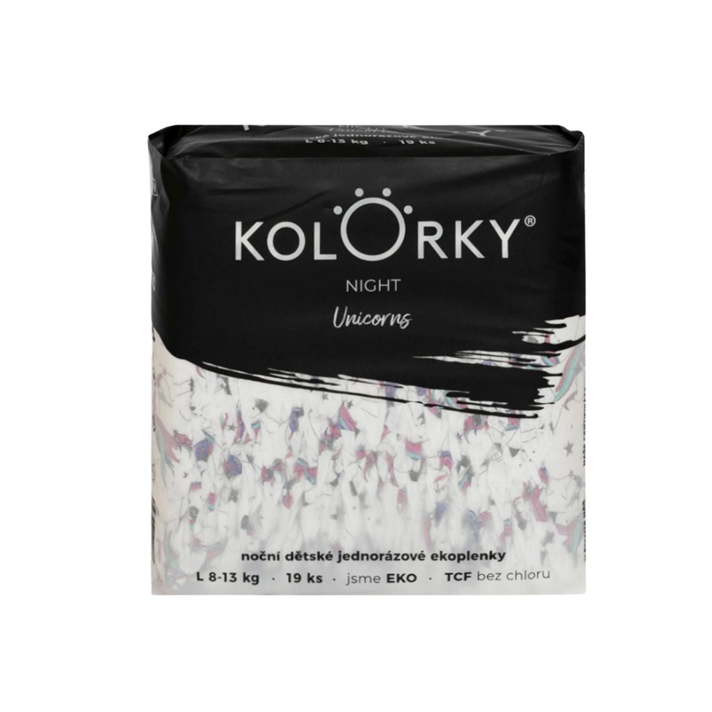KOLORKY NIGHT Plienky jednorazové eko nočné L (8-13 kg) 19 ks – Obrázok 2