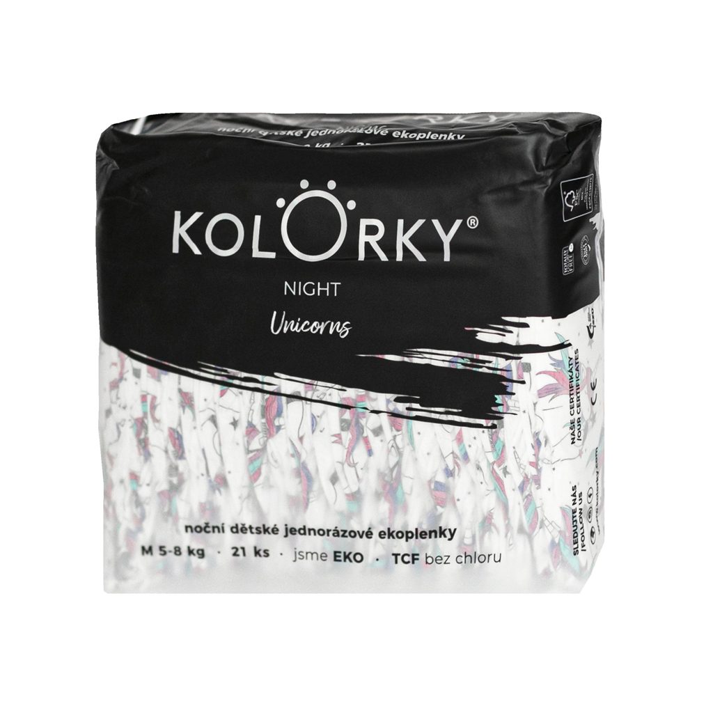 KOLORKY NIGHT Plienky jednorazové eko nočné M (5-8 kg) 21 ks – Obrázok 3