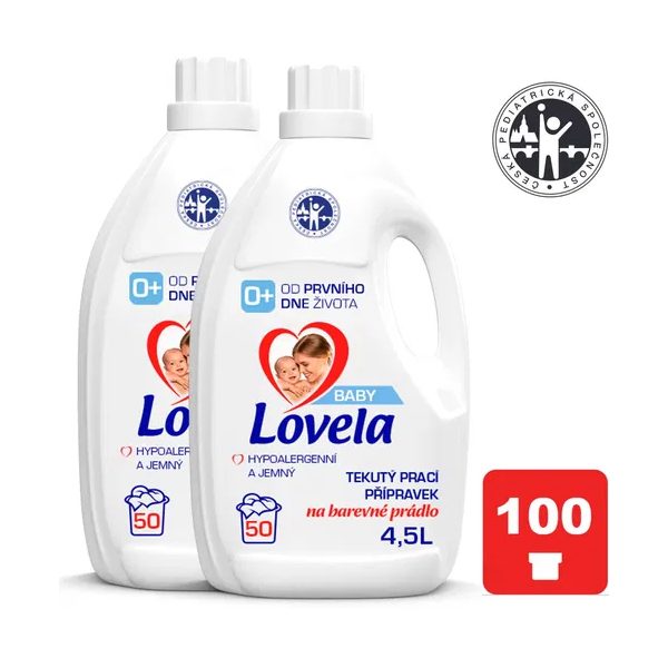 LOVELA Baby tekutý prací prípravok na farebnú bielizeň 2 x 4,5 l (100 praní) – Obrázok 2