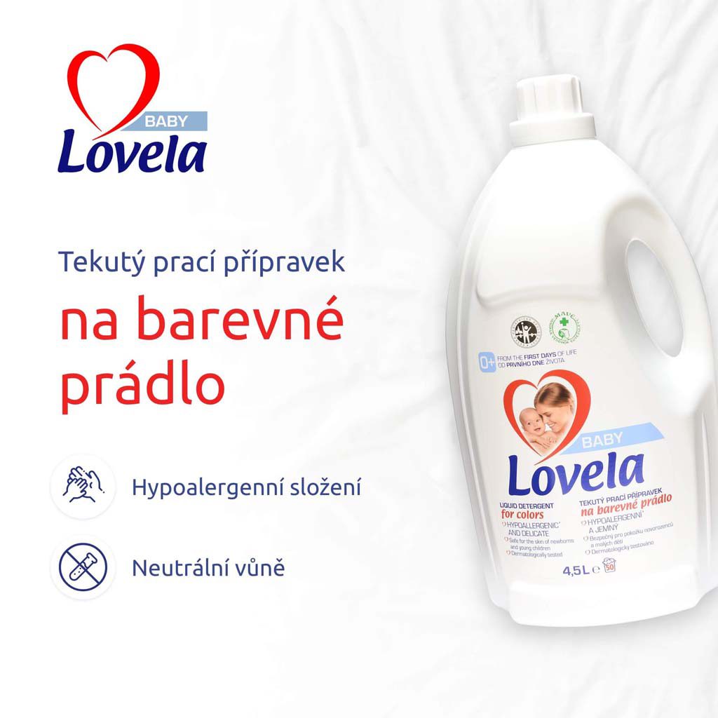 LOVELA Baby tekutý prací prípravok na farebnú bielizeň 2 x 4,5 l (100 praní) – Obrázok 3