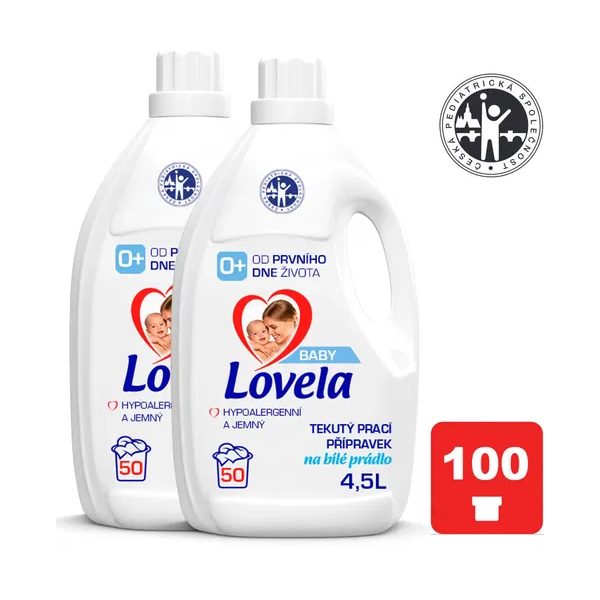 LOVELA Baby tekutý prací prípravok na bielu bielizeň 2 x 4,5 l (100 praní) – Obrázok 2