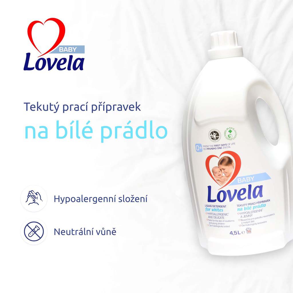 LOVELA Baby tekutý prací prípravok na bielu bielizeň 2 x 4,5 l (100 praní) – Obrázok 3