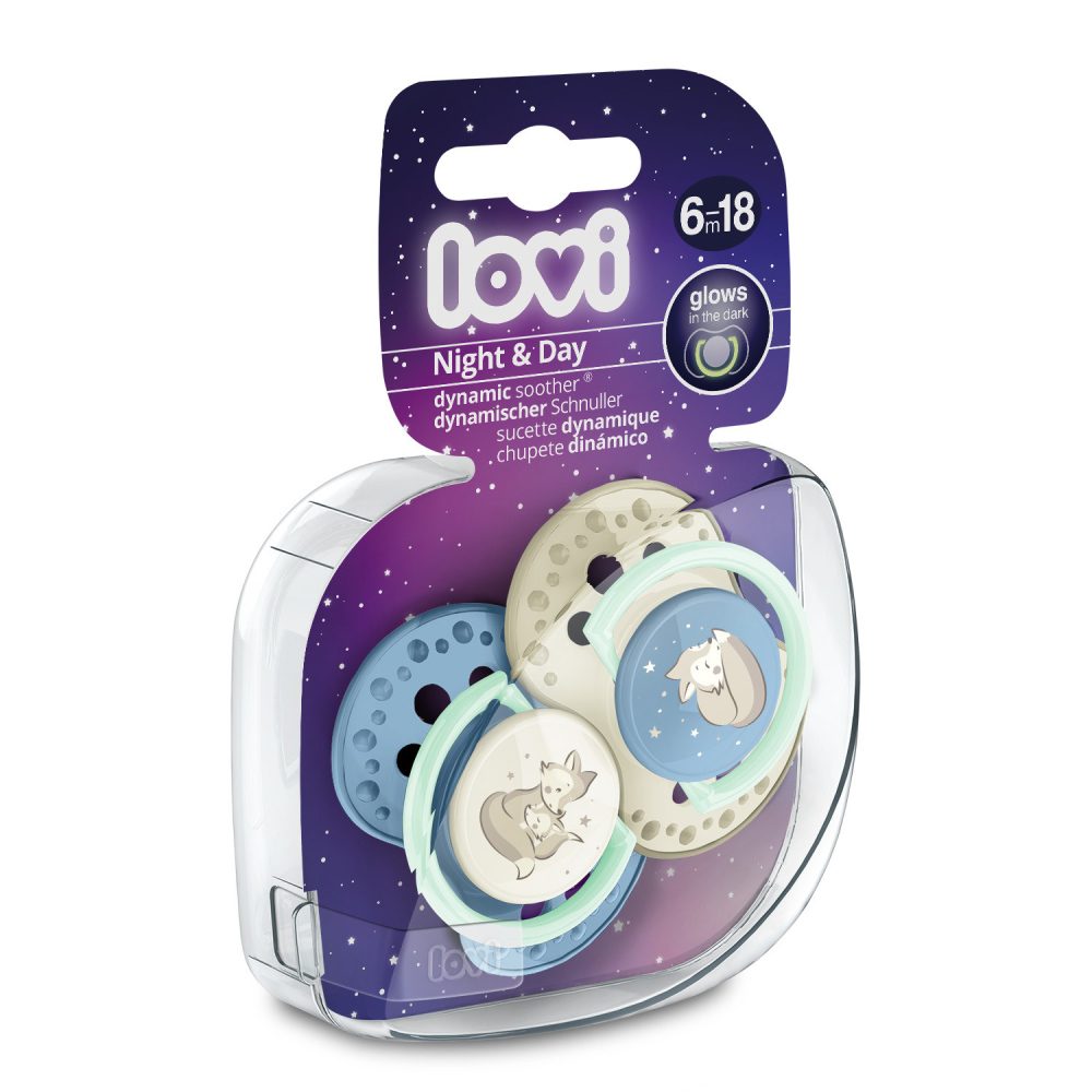 LOVI Cumlík dynamický silikónový Night&Day 6-18m 2ks chlapec – Obrázok 5