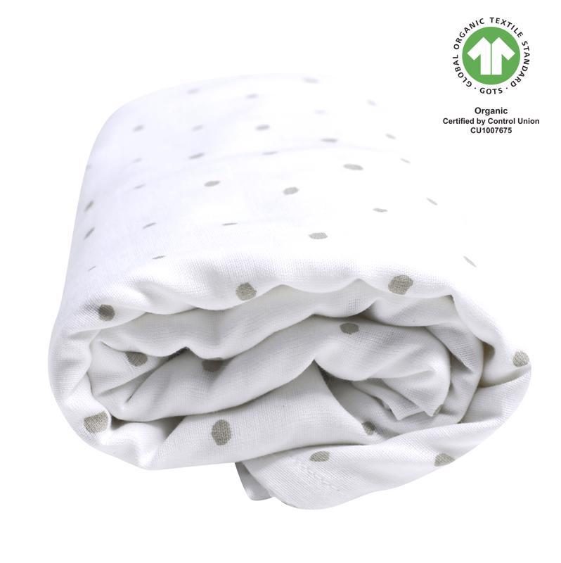MOTHERHOOD Plienka mušelínová BIO XXL Grey Dots 130x130cm – Obrázok 4