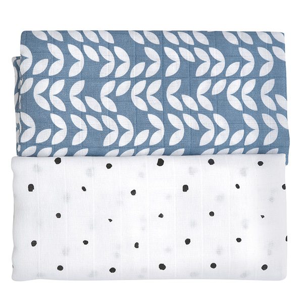 MOTHERHOOD Prikrývka a zavinovačka bavlnená mušelínová Premium 2 ks Blue Classics 100x120 cm – Obrázok 4