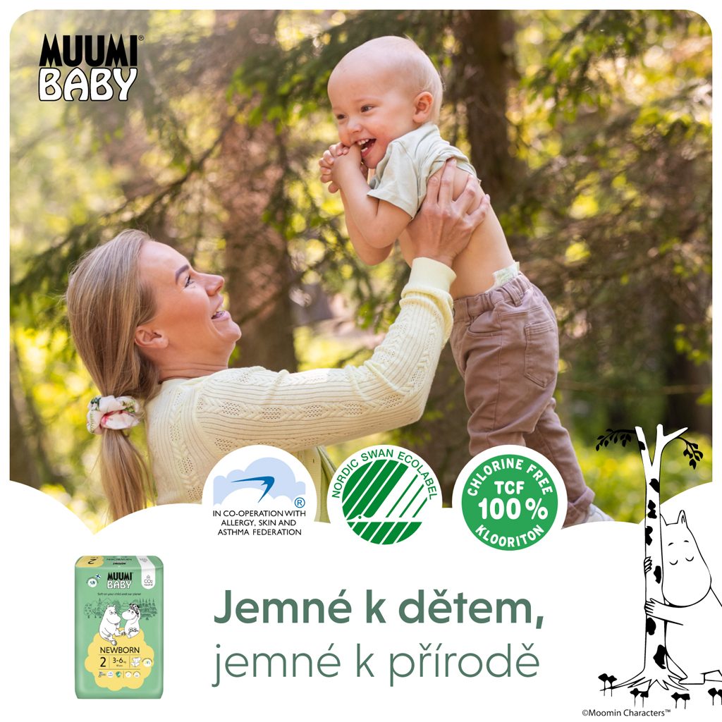 MUUMI Baby 2 Newborn 3-6 kg (58 ks), eko plienky – Obrázok 6