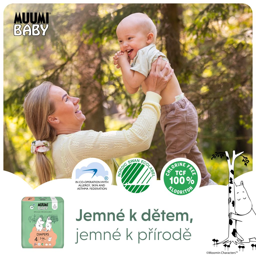 MUUMI Baby 4 Maxi 7-14 kg (46 ks), eko plienky – Obrázok 6