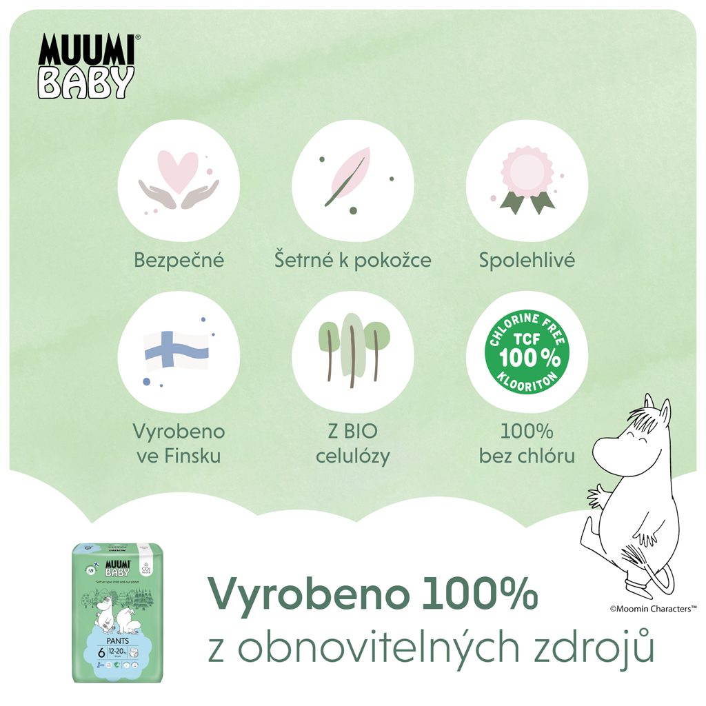 MUUMI Baby Pants 6 Junior 12-20 kg (36 ks), nohavičkové eko plienky – Obrázok 5
