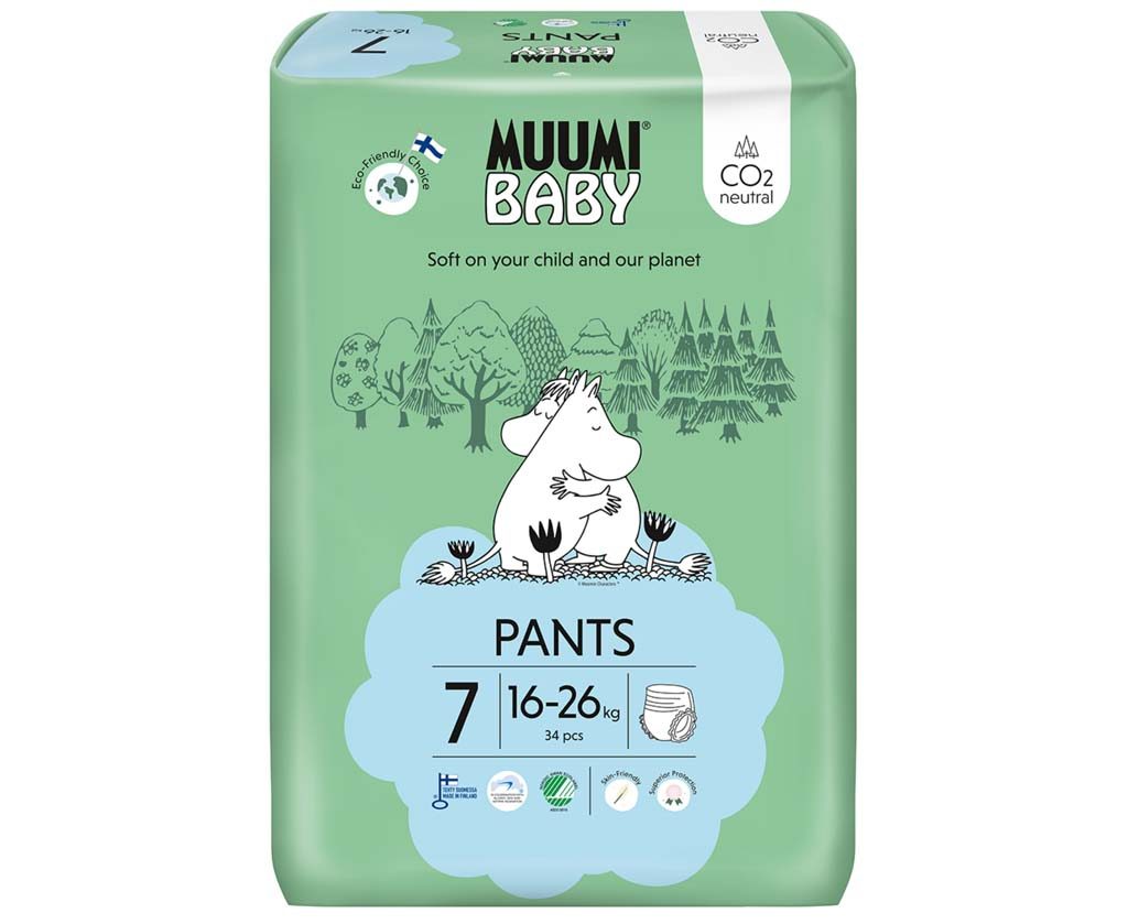 MUUMI Baby Pants 7 XL 16-26 kg (34 ks), nohavičkové eko plienky – Obrázok 2