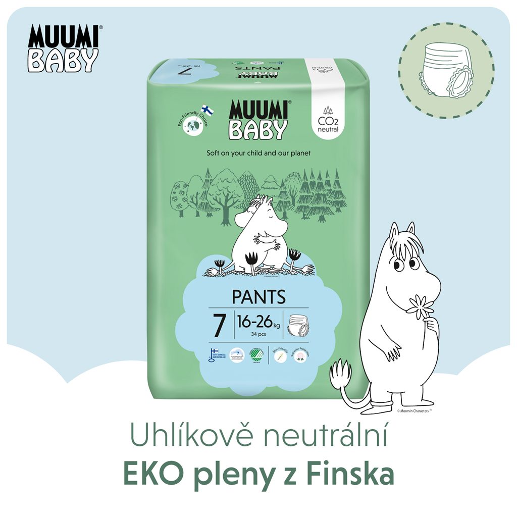 MUUMI Baby Pants 7 XL 16-26 kg (34 ks), nohavičkové eko plienky – Obrázok 3