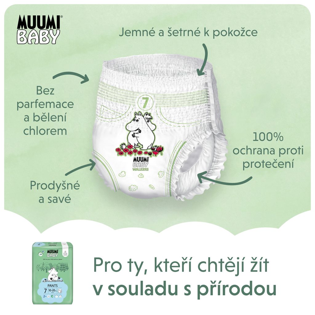MUUMI Baby Pants 7 XL 16-26 kg (34 ks), nohavičkové eko plienky – Obrázok 4