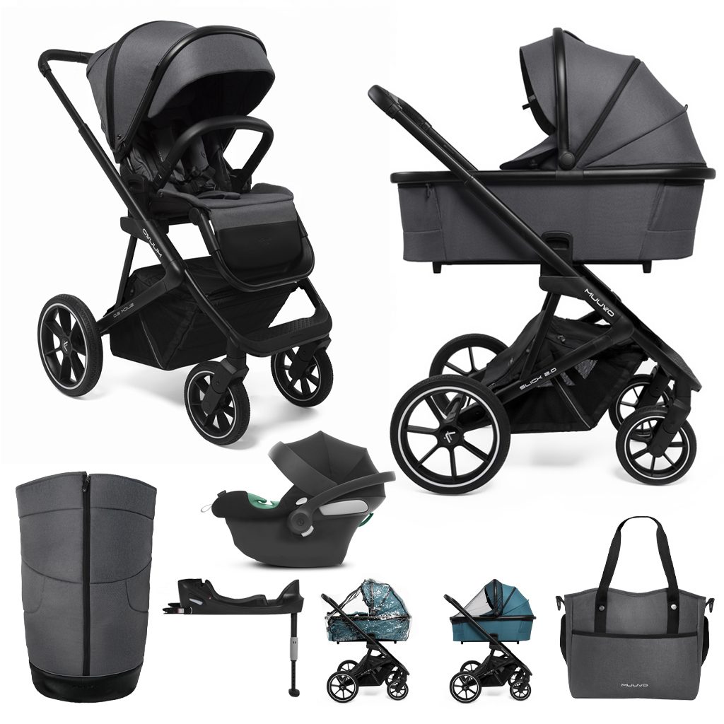 MUUVO Kočík kombinovaný Slick 2.0 set 2v1 Iron graphite + CYBEX Aton B2 i-Size + základňa – Obrázok 2