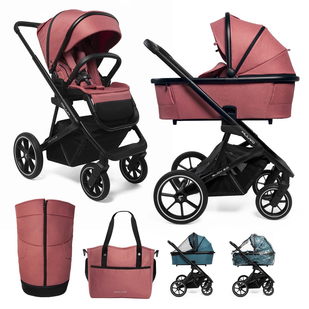 MUUVO Kočík kombinovaný Slick 2.0 set 2v1 Pure pink – Obrázok 2