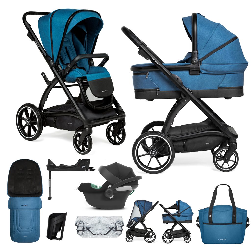MUUVO Kočík kombinovaný Trick set 2v1 Ocean blue + CYBEX Aton B2 i-Size + základňa – Obrázok 2