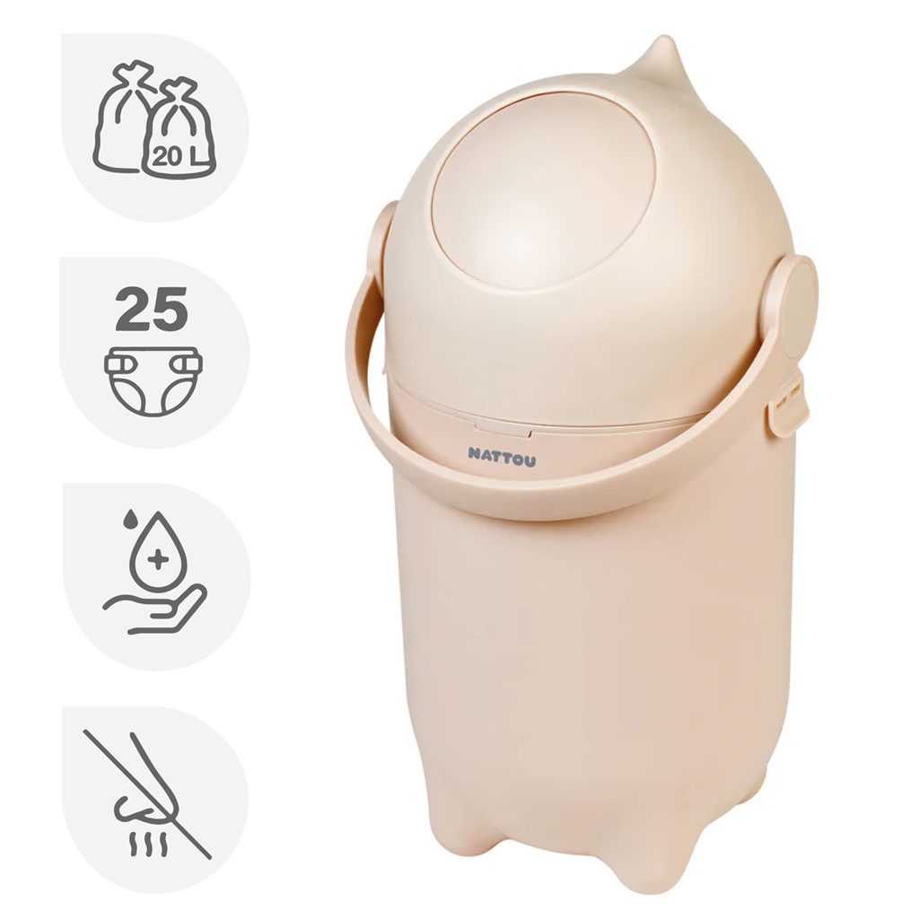 NATTOU Kôš na plienky Dropy Beige 27 cm, 20l – Obrázok 2