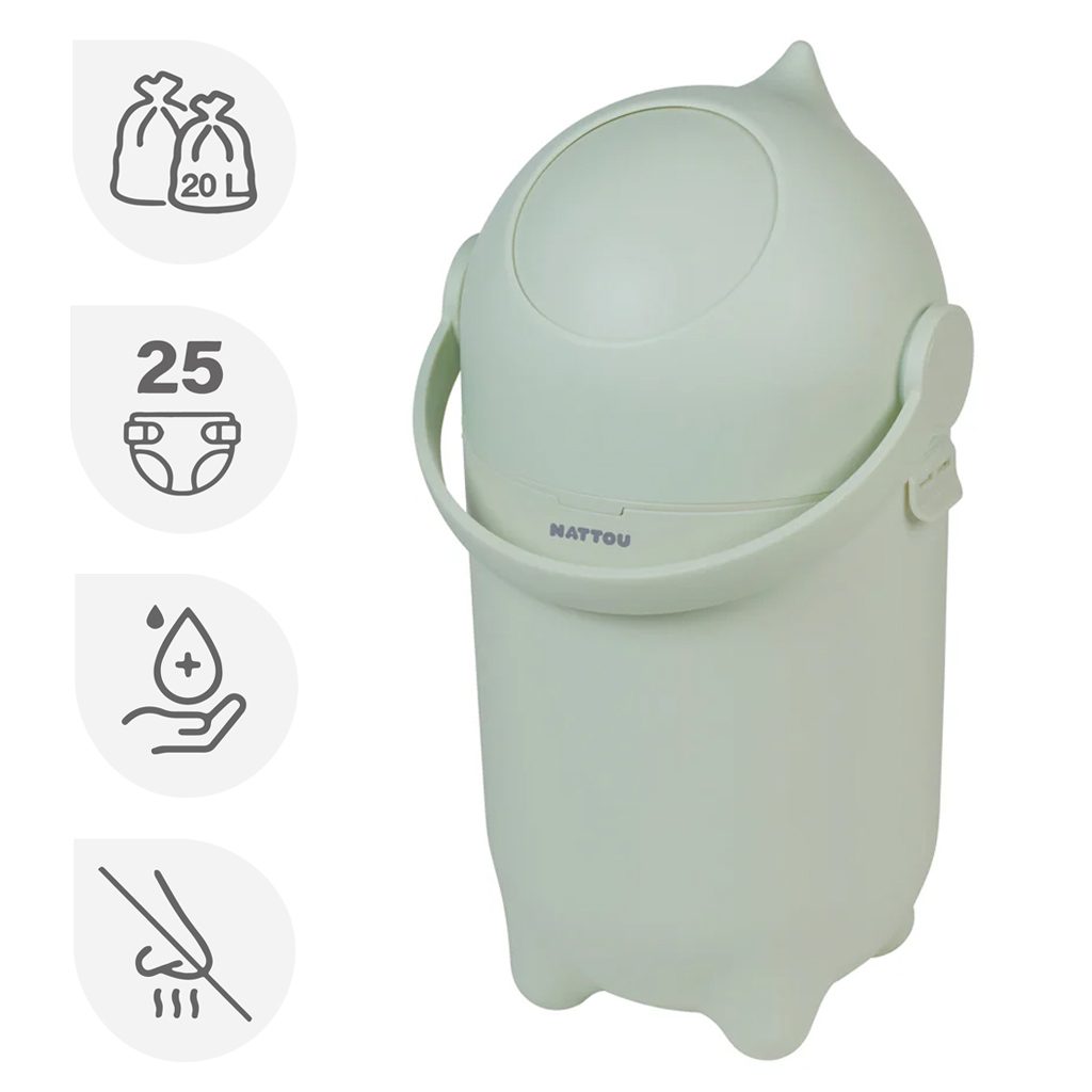 NATTOU Kôš na plienky Dropy Green 27 cm, 20l – Obrázok 2