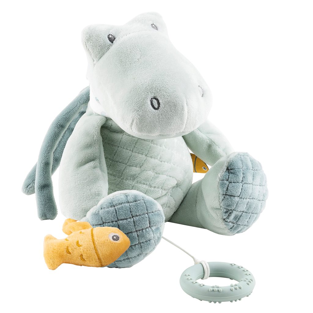 NATTOU Krokodíl plyšový hudobný Romeo s hryzačkou silikón 30 cm Romeo, Jules & Sally – Obrázok 2