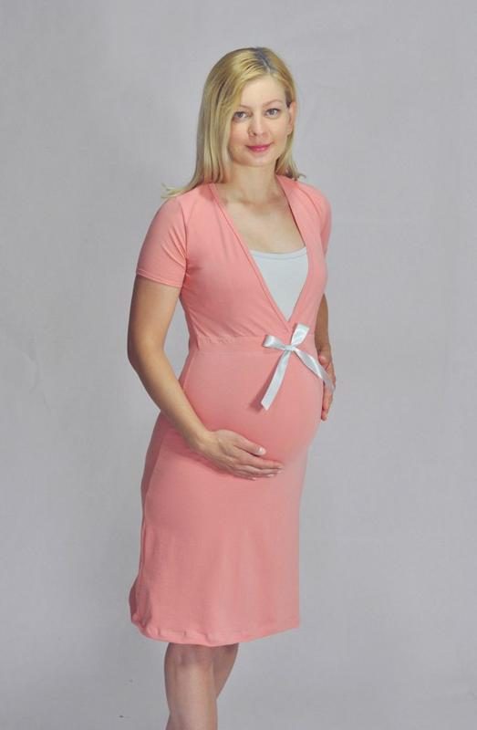 NIKA Košeľa nočná INTIMA 043 lososová s mašľou M – Obrázok 2
