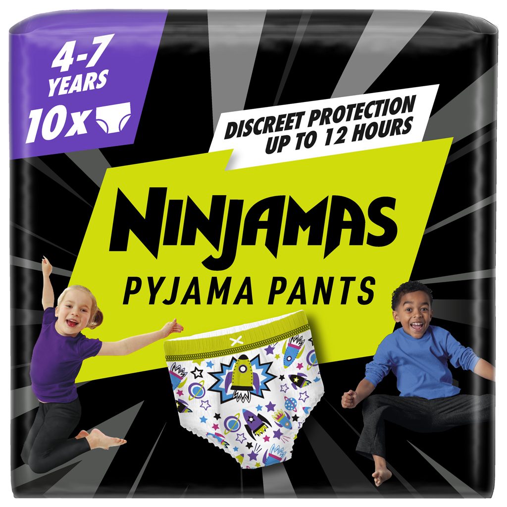 NINJAMAS Nohavičky plienkové Pyjama Pants Kosmické lode, 10 ks, 7 rokov, 17kg-30kg – Obrázok 2