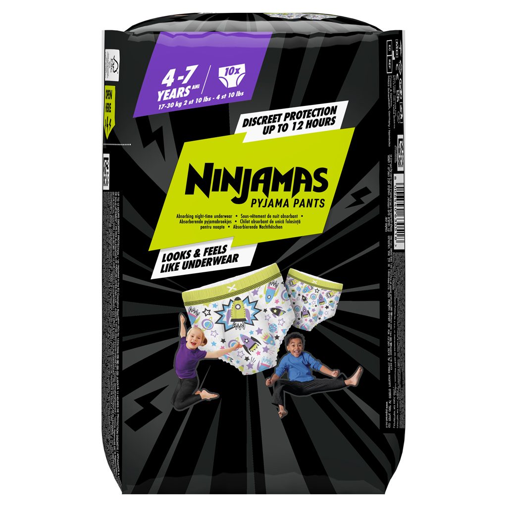 NINJAMAS Nohavičky plienkové Pyjama Pants Kosmické lode, 10 ks, 7 rokov, 17kg-30kg – Obrázok 11