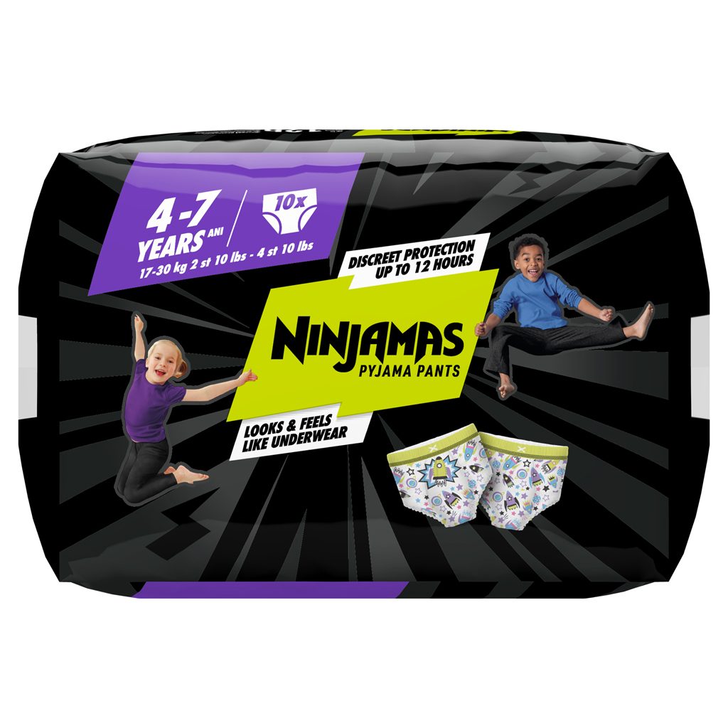 NINJAMAS Nohavičky plienkové Pyjama Pants Kosmické lode, 10 ks, 7 rokov, 17kg-30kg – Obrázok 13