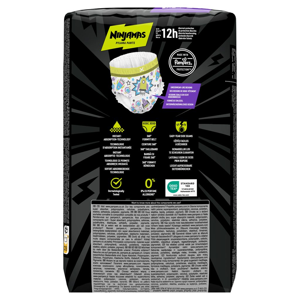 NINJAMAS Nohavičky plienkové Pyjama Pants Kosmické lode, 10 ks, 7 rokov, 17kg-30kg – Obrázok 14