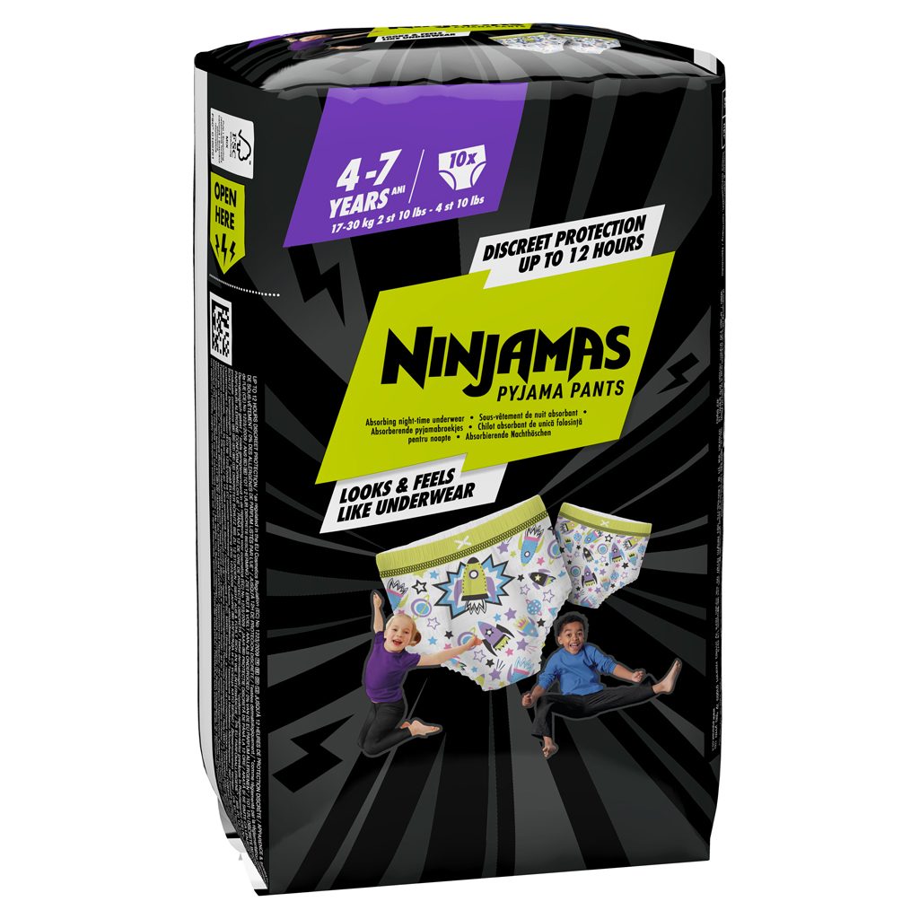 NINJAMAS Nohavičky plienkové Pyjama Pants Kosmické lode, 10 ks, 7 rokov, 17kg-30kg – Obrázok 10
