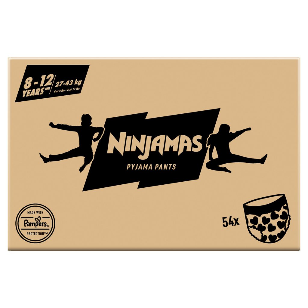 NINJAMAS Nohavičky plienkové Pyjama Pants Srdiečka, 54 ks, 8 rokov, 27kg-43kg – Obrázok 7
