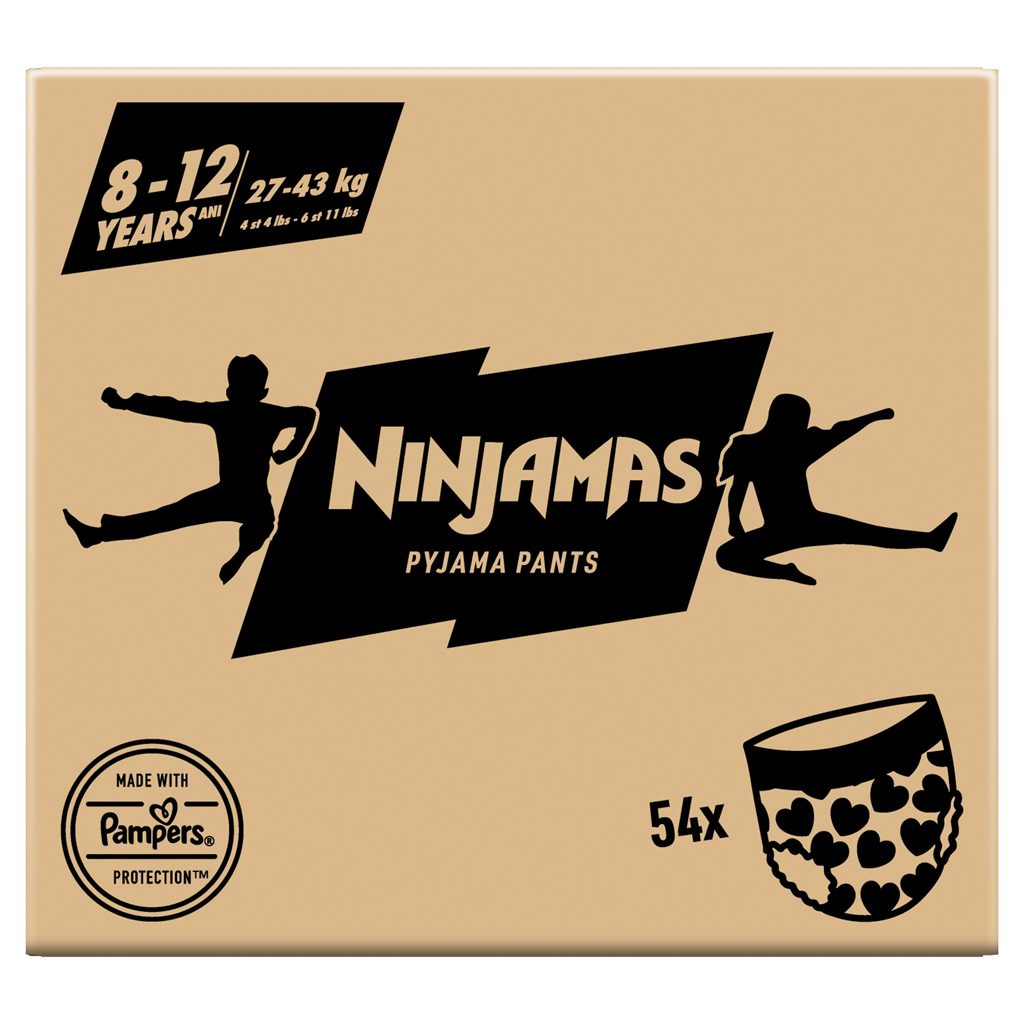 NINJAMAS Nohavičky plienkové Pyjama Pants Srdiečka, 54 ks, 8 rokov, 27kg-43kg – Obrázok 8