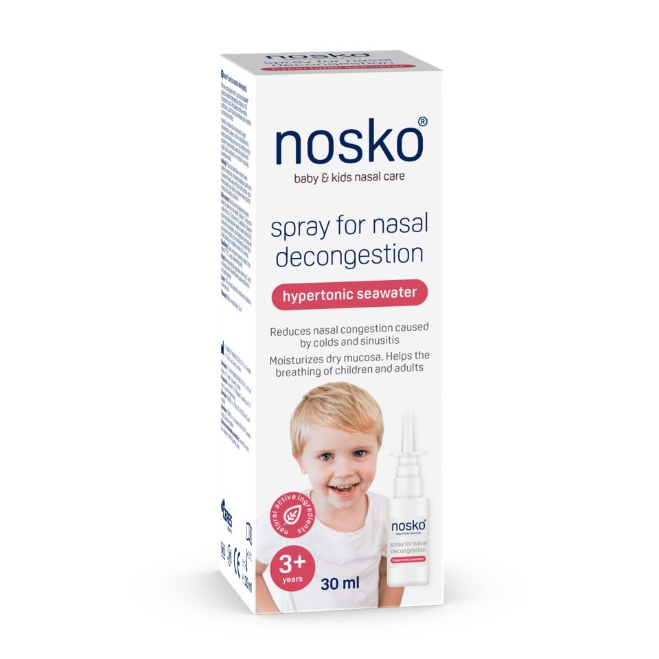 NOSKO Sprej na uvoľnenie upchatého nosa - hypertonická morská voda 30 ml – Obrázok 2