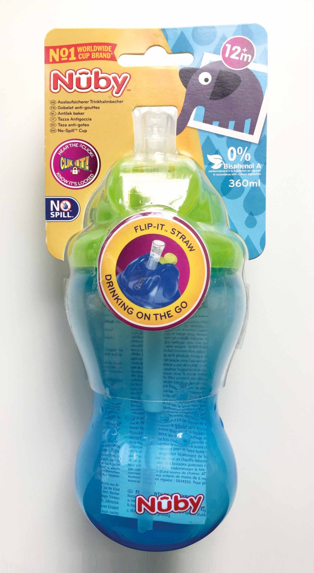 NUBY Hrnček netečúci se sklápacou slamkou a 360ml, 12 m+ červený – Obrázok 6