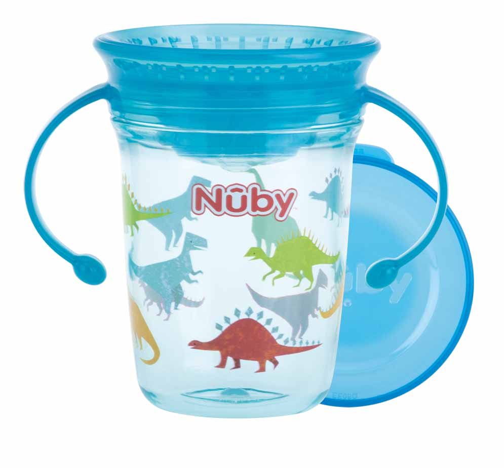NUBY Hrnček Tritan netečúci s uškami 360°, 6 m+ modrý