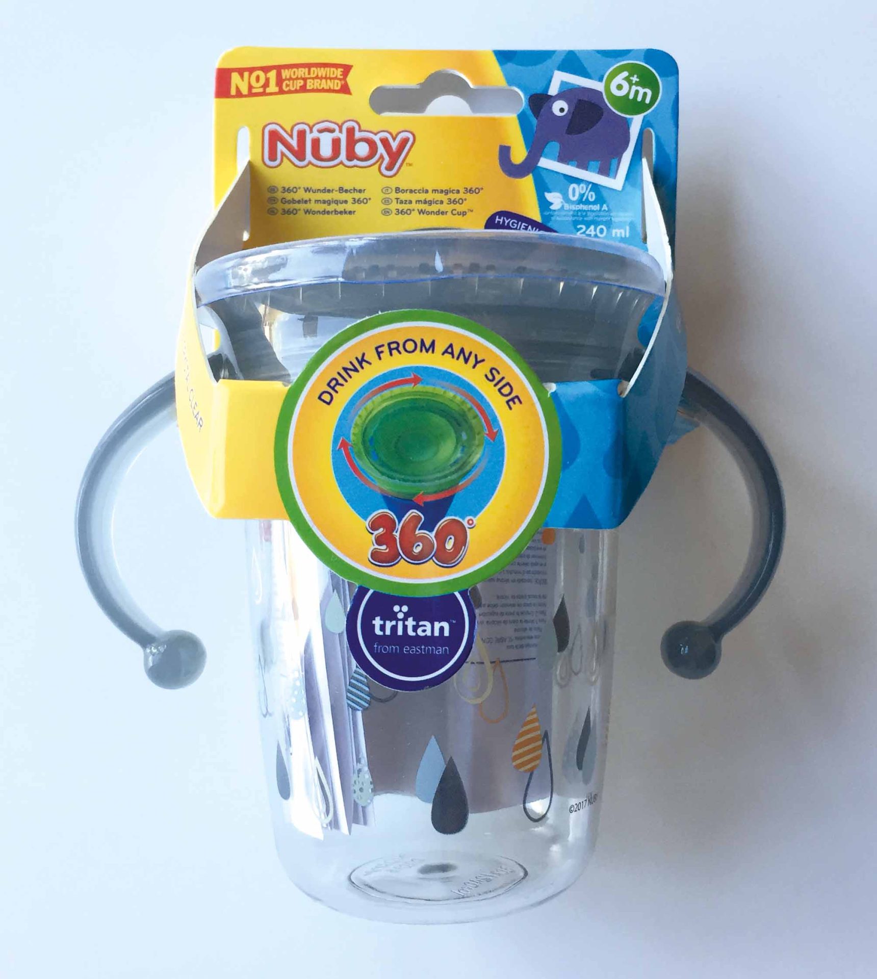 NUBY Hrnček Tritan netečúci s uškami 360°, 6 m+ svetlo sivý – Obrázok 8