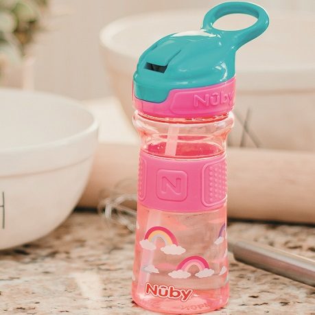 NUBY Fľaša športová s mäkkou sklopiteľnou slamkou 360 ml, ružová, 3+ – Obrázok 5