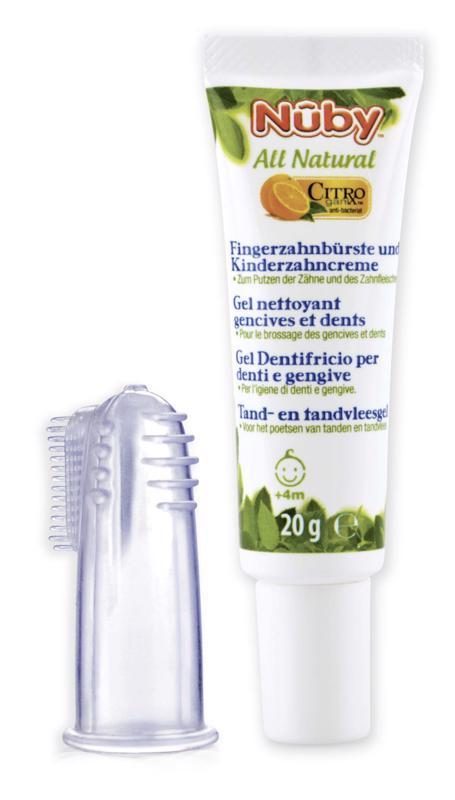 NUBY Zubný gél pre deti All Natural 20 g + kefka na prst 4 m+ – Obrázok 2