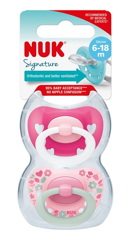 NUK Cumlík Signature 6-18m box dievča 2 ks – Obrázok 3