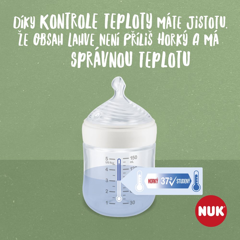NUK Fľaša dojčenská For Nature s kontrolou teploty, zelená 150 ml – Obrázok 7
