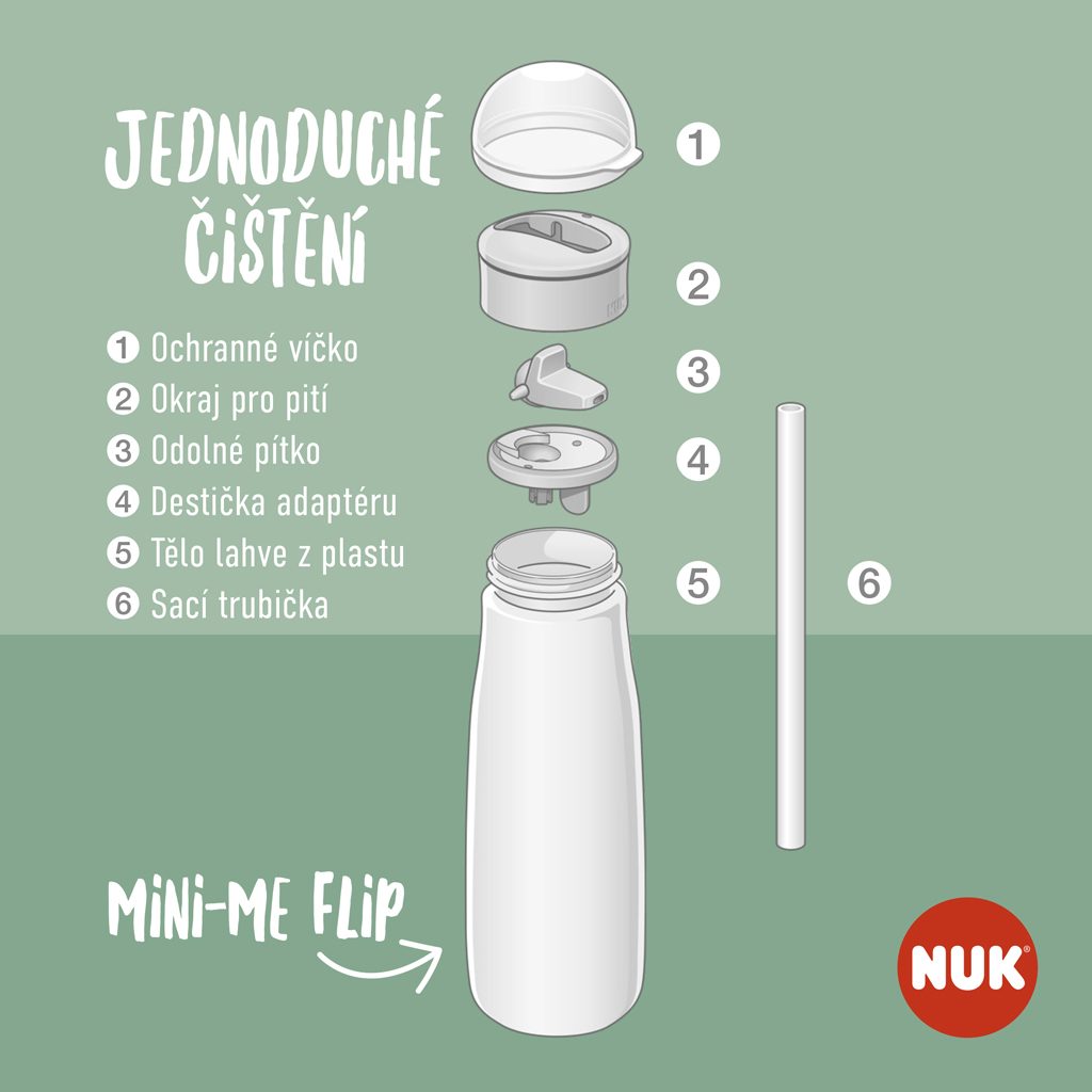 NUK Fľaša Mini-Me Flip - ružová 450ml, 12m+ – Obrázok 9