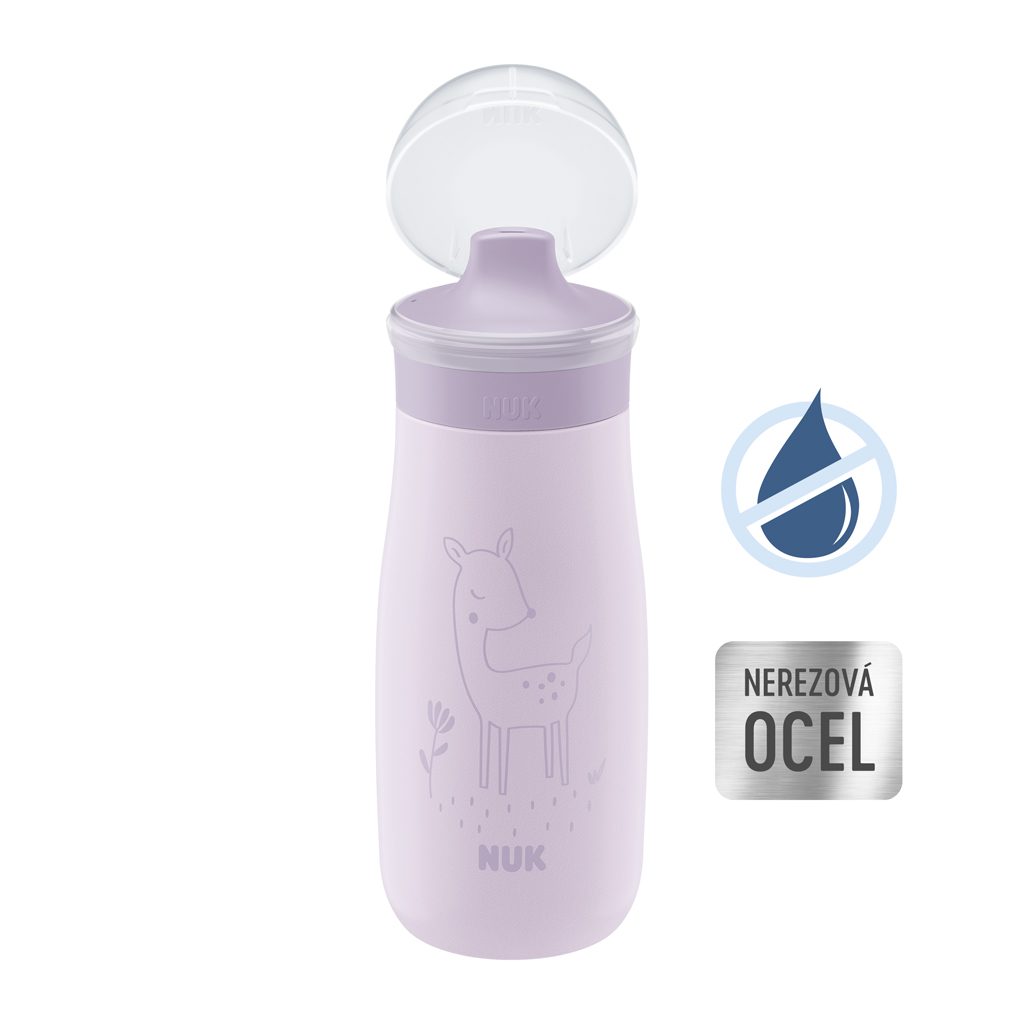 NUK Fľaša Mini-Me Sip nerezová - fialová 300ml, 9m+ – Obrázok 2